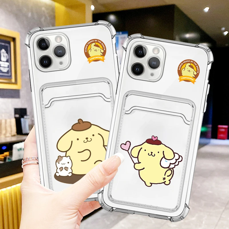 

Pudding Dog Cute Cartoon For iPhone 15 14 13 12 11 XS XR X 8 7 Pro Max Plus Mini Photo Card Bag Transparent TPU Phone Case