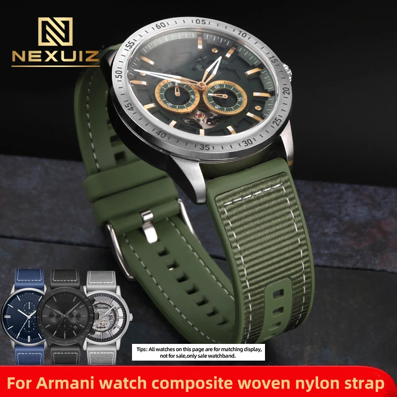 

Композитный плетеный нейлоновый ремешок для часов Armani AR60053/11242/1648/1981 мужской ремешок для часов водонепроницаемый силиконовый нижний 22 мм браслет