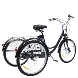 Three Wheel Electric Bike 36V 350W 24 Inch ElectricTricycle Bicycle For Women Ladies With Removable Battery Rear Basket Black