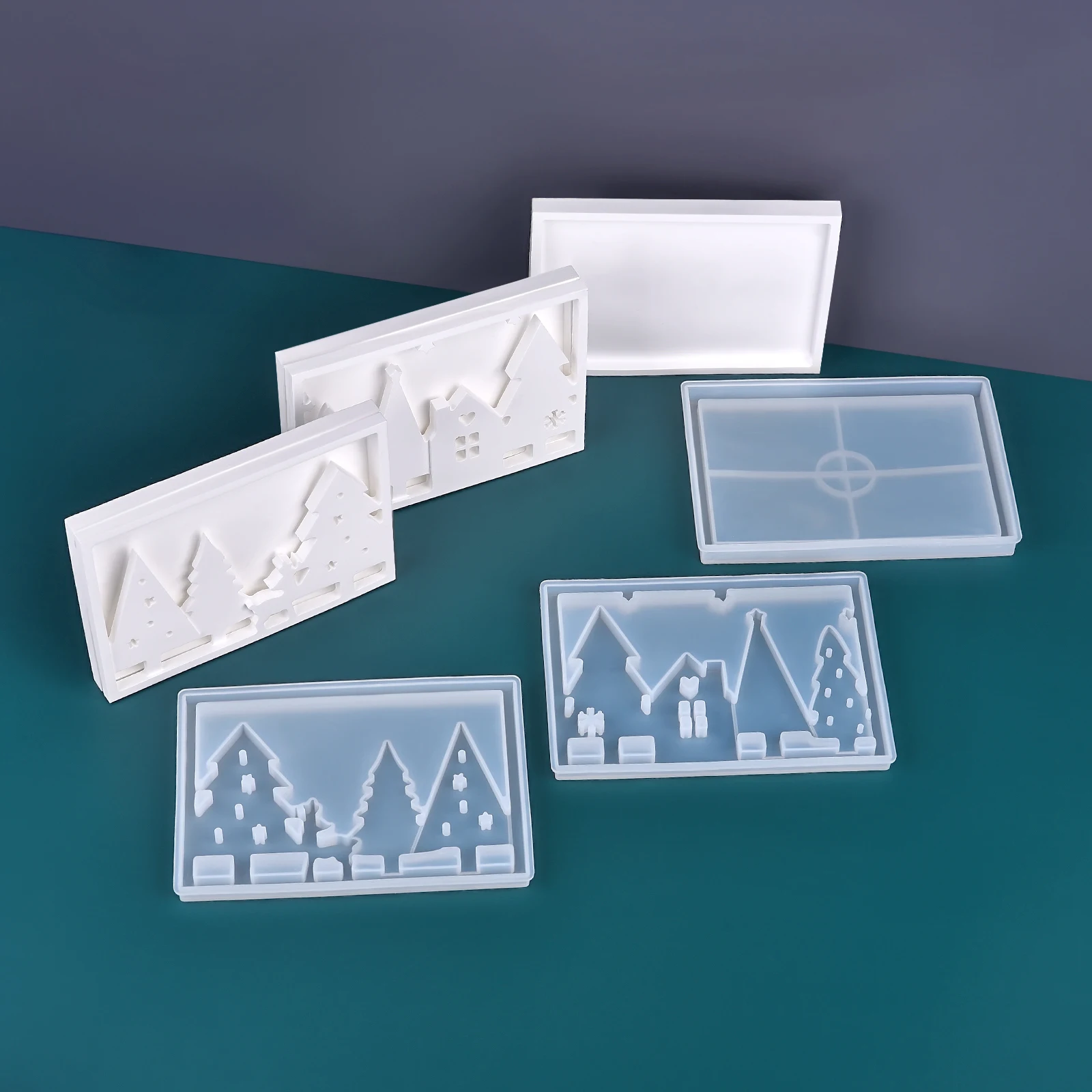 

Рождественская елка фоторамка силиконовая форма DIY полая рождественская елка узор атмосфера лампа гипсовая форма домашний декор рабочего стола форма