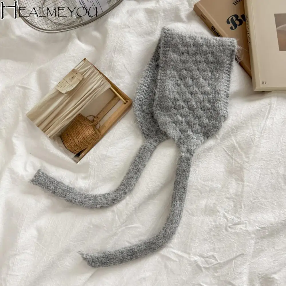 

Fashion Thickening Wool Strappy Ear Muff Solid Color Windproof Earlap Warmer Handmade Keep Warm Ear Protection Strap Daily