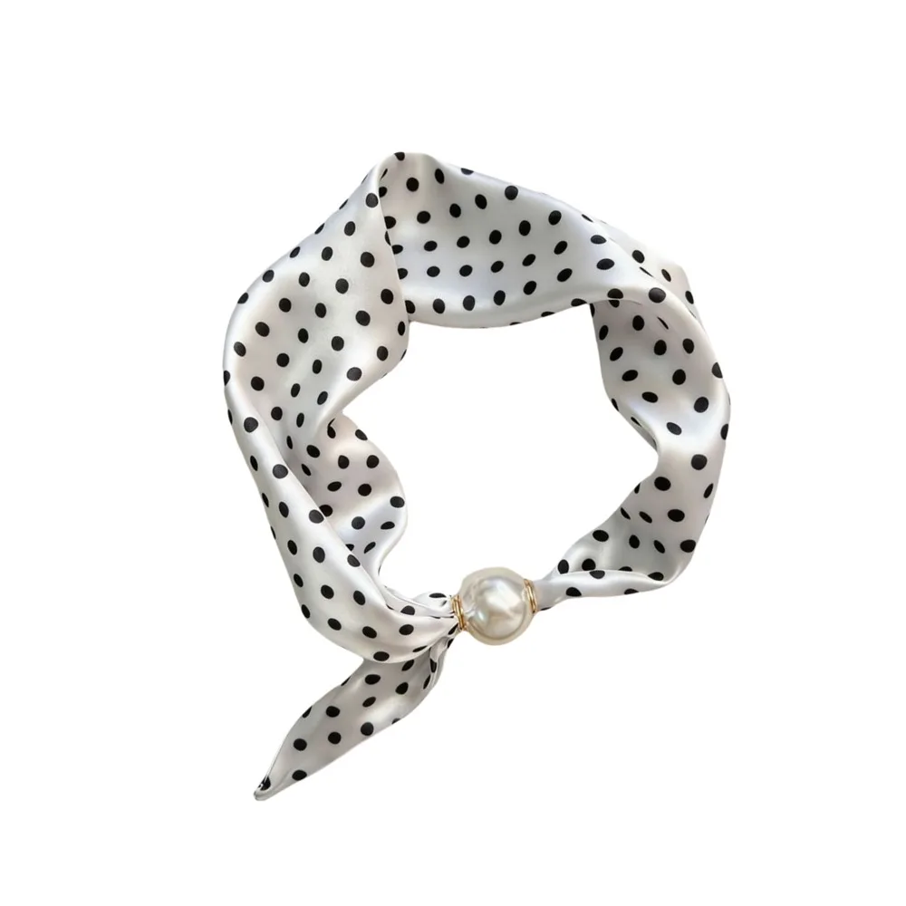 

Luxury Lightweight Silk Scarf Breathable Soft Pearl Buckle Scarf Artistic Versatile Printed Neck Scarf Women