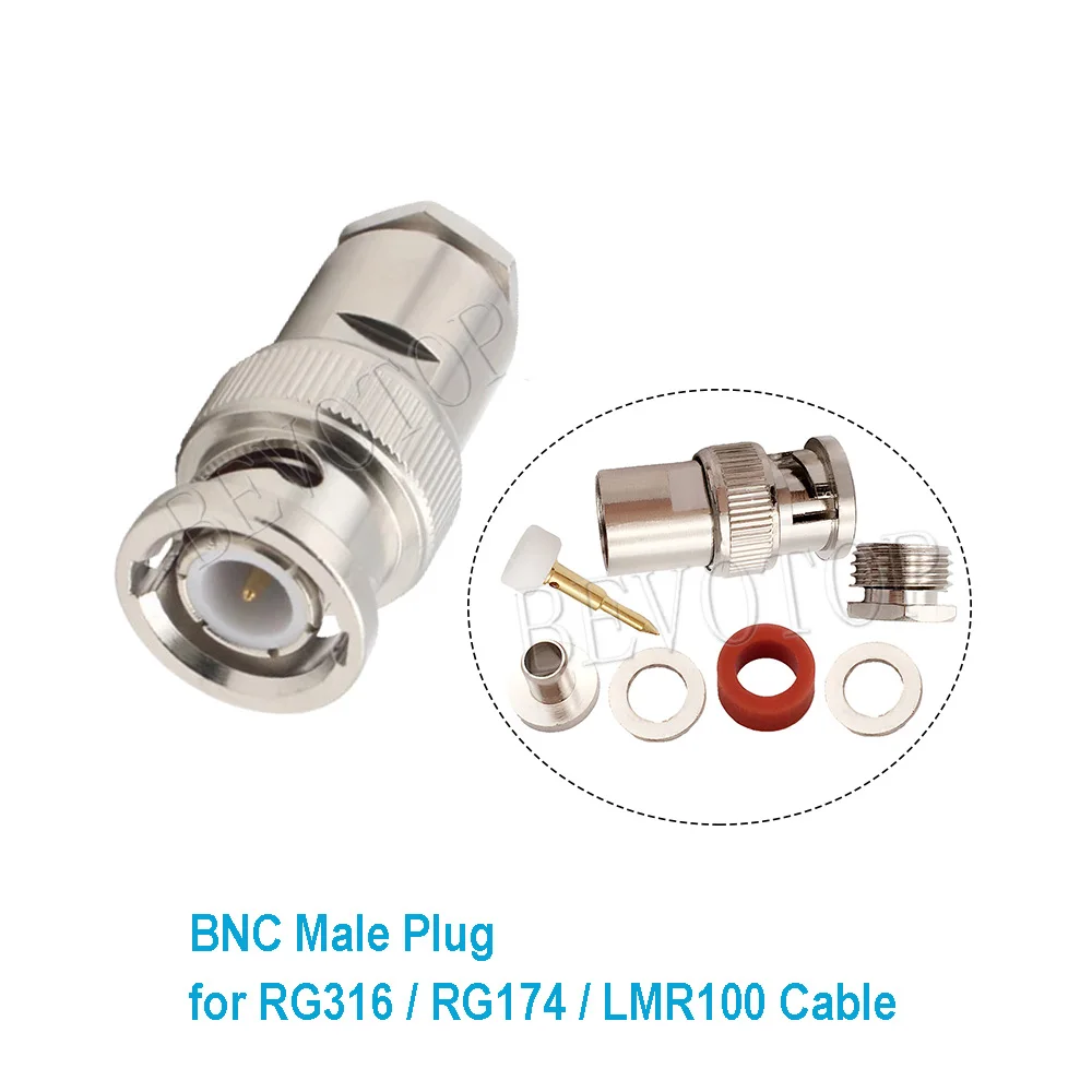 10PCS/lot BNC Male/Female Connector Jack 50-1.5 Clamp RF Coaxial Cable Connectors for RG316 RG174 RG179 LMR100