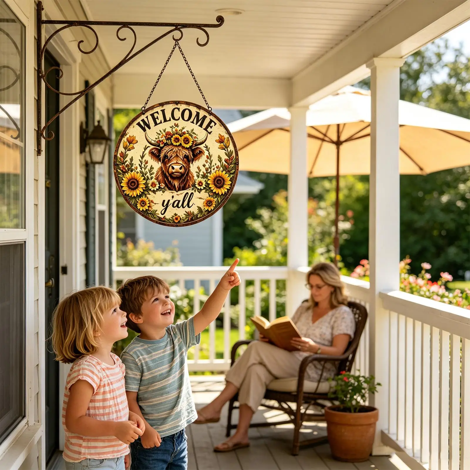 Cow Welcome Sign For Front Door Metal Cow Hanger Porch Decorations Farmhouse Metal Hangable Sign For Outdoor Porch Entryway Wall