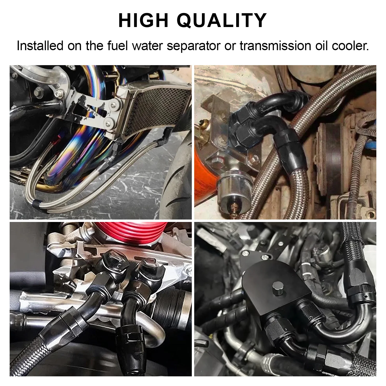 10 Stück AN4 AN6 AN8 AN10 Fittings aus geschmiedetem Aluminium, drehbarer Schlauchadapter 45 Grad AN10 90 Grad für Auto CPE Ölkühler Kraftstoff – Detail 5