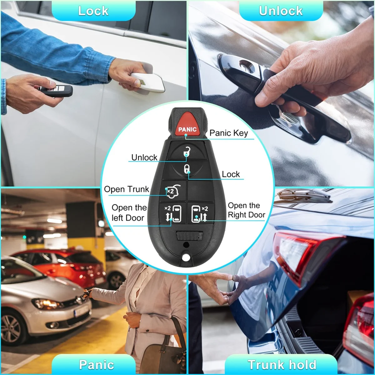 Keyless Entry รีโมทกุญแจรถ Fob M3N5WY783X สําหรับ Dodge Grand Caravan สําหรับ Chrysler Town และ Country, 6