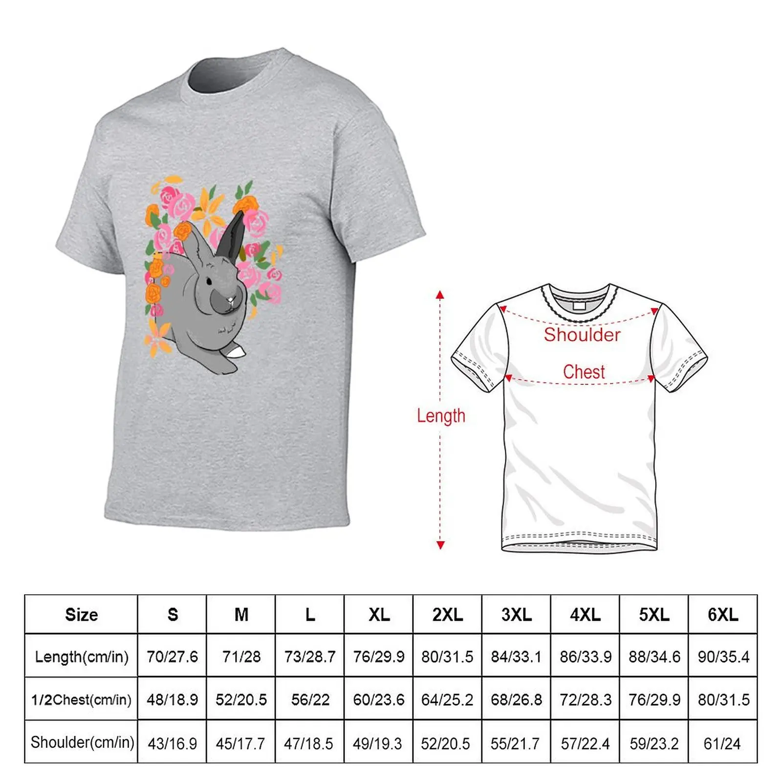 Bunny With Flowers T-shirt summer tops customs design your own for a boy graphics mens plain t shirts