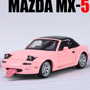 MAZDA MX-5 Miniature Diecast Car Model, Roadster toy, Sound and Light Doors, Openable Collection, Children's Gift, Boy, Child, 1:32 12 Main Miniature Carrier Sales - №5