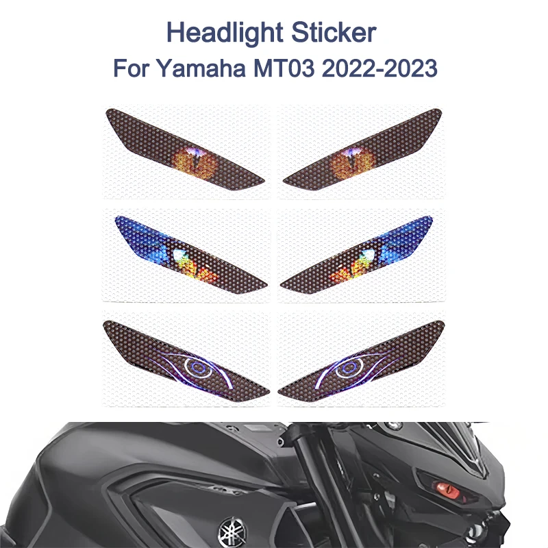 For Yamaha MT03 MT-03 MT 03 2022-2023 Motorcycle Front Fairing Headlight Sticker Head Light Lamp Protection Eyes Decals