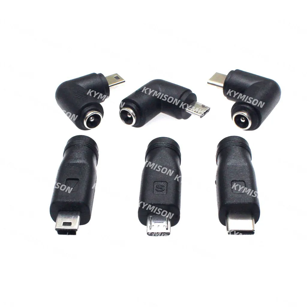 5V DC 5.5 * 2.1 mm Power Jack USB Type C USB-C Type-c 5.5mm *2.1mm Mini USB Right & Micro USB DC Power Connector Adapter 1pcs