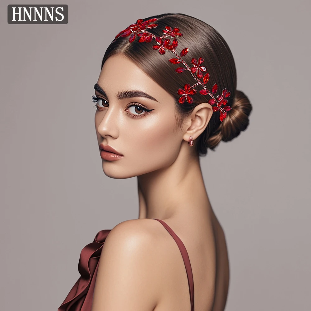 

TOPQUEEN Exquisite Bridal Wedding Red Headband Handmade Rhinestone Making Suitable Banquet Dance Party Hair Accessories YXA232