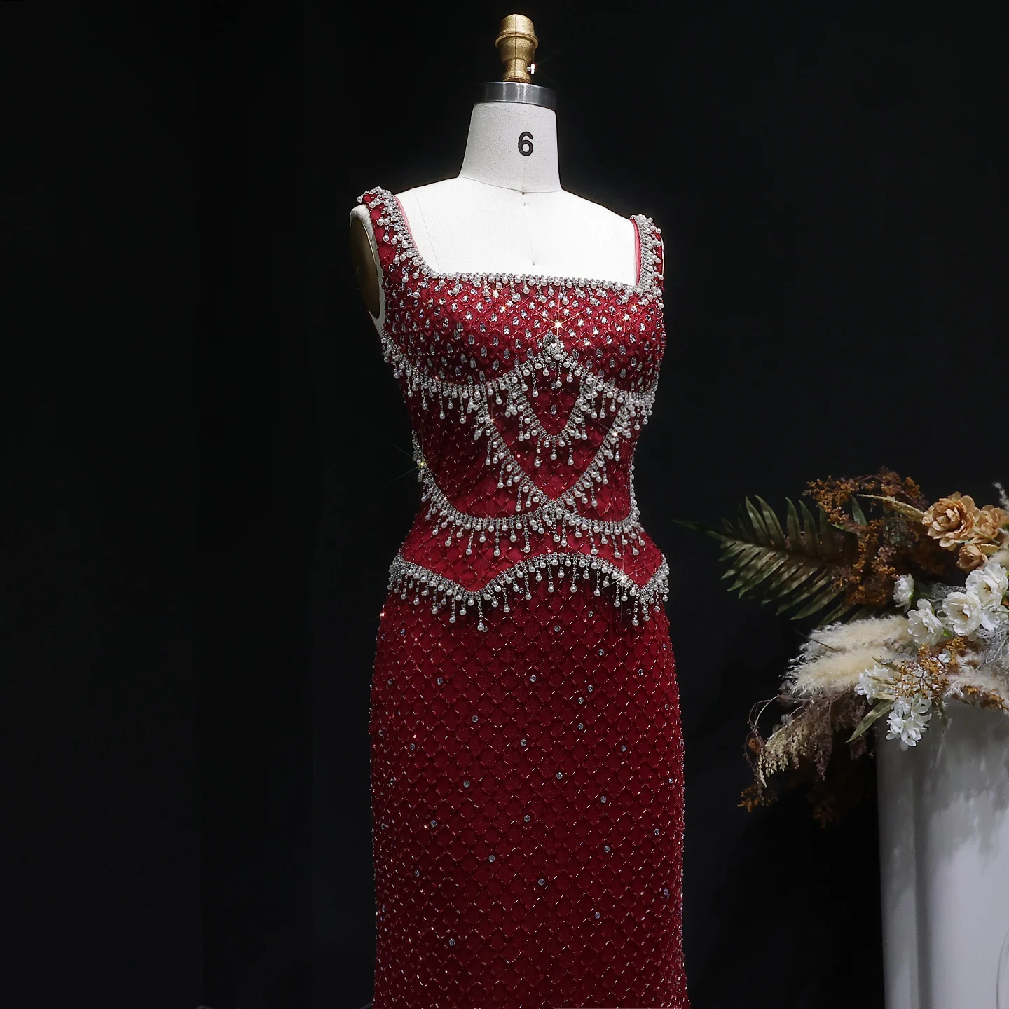 Sharon Said Luxuriöses Graues Meerjungfrauen-Abendkleid mit Zwei Teilen Perlen Kristall für Damen Hochzeit Party Ballkleid SS631 Maßanfertigung – Detail 26