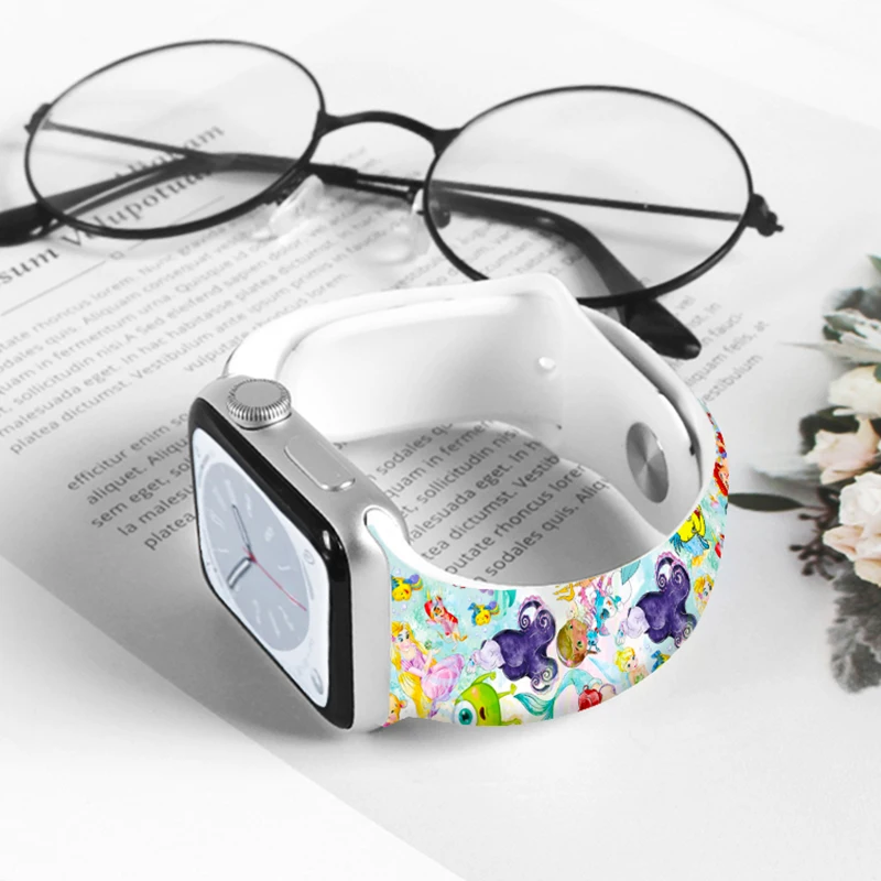 Disney Ursula Series Bedrucktes Armband für Apple Watch 11 10 9, Silikonband, austauschbares Armband für iWatch 46/44/42/41 mm Armband