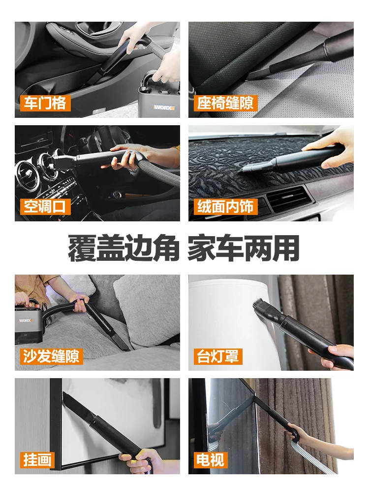Worx Portable Car Vacuum Cleaner WX030 10Kpa,WX035 17Kpa Powerful Cyclone Suction Handheld Cleaner for Car Home Auto Aspirador