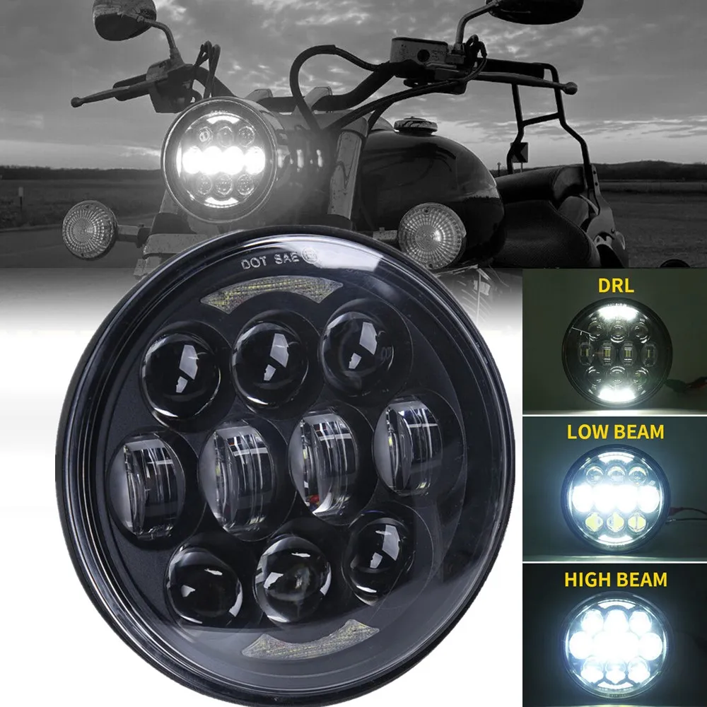 

Motorcycle 80W 5 3/4" 5.75 LED Headlight High Low For Sportster XL 883 1200 Dyna Accessories