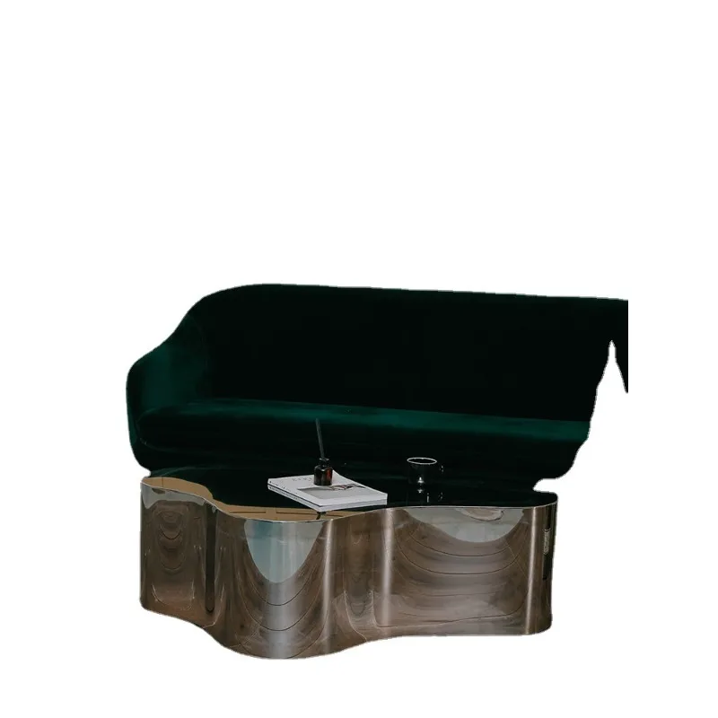 Light luxury stainless steel special-shaped coffee table, household living room sofa coffee table table