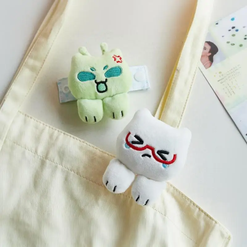 Stuffed Cartoon Cat Plush Pendant Removable Glasses Buckle Lightweight Bag Hang Decor for School Bag Birthday Gift Key Ring