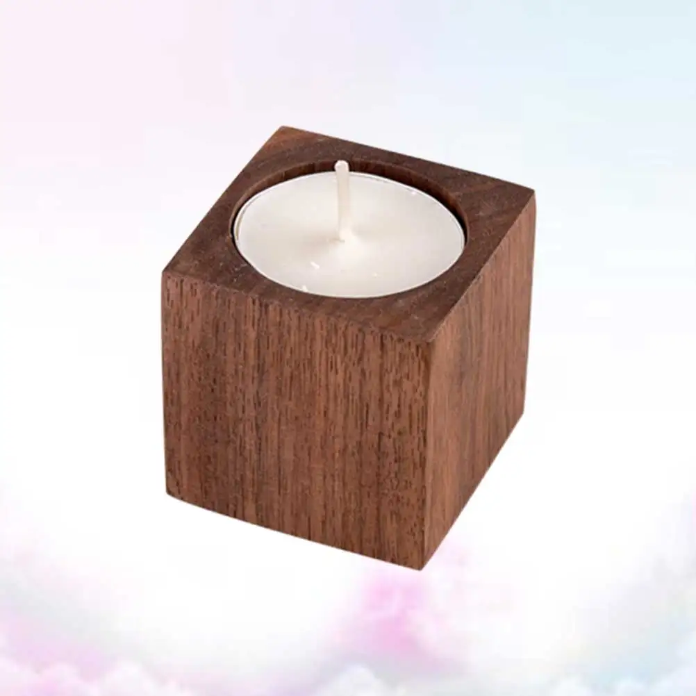 

2 Pcs Holder Solid Wood Candlestick Ornaments Practical Creative Wooden Tealight Stand Brown Desktop Decoration