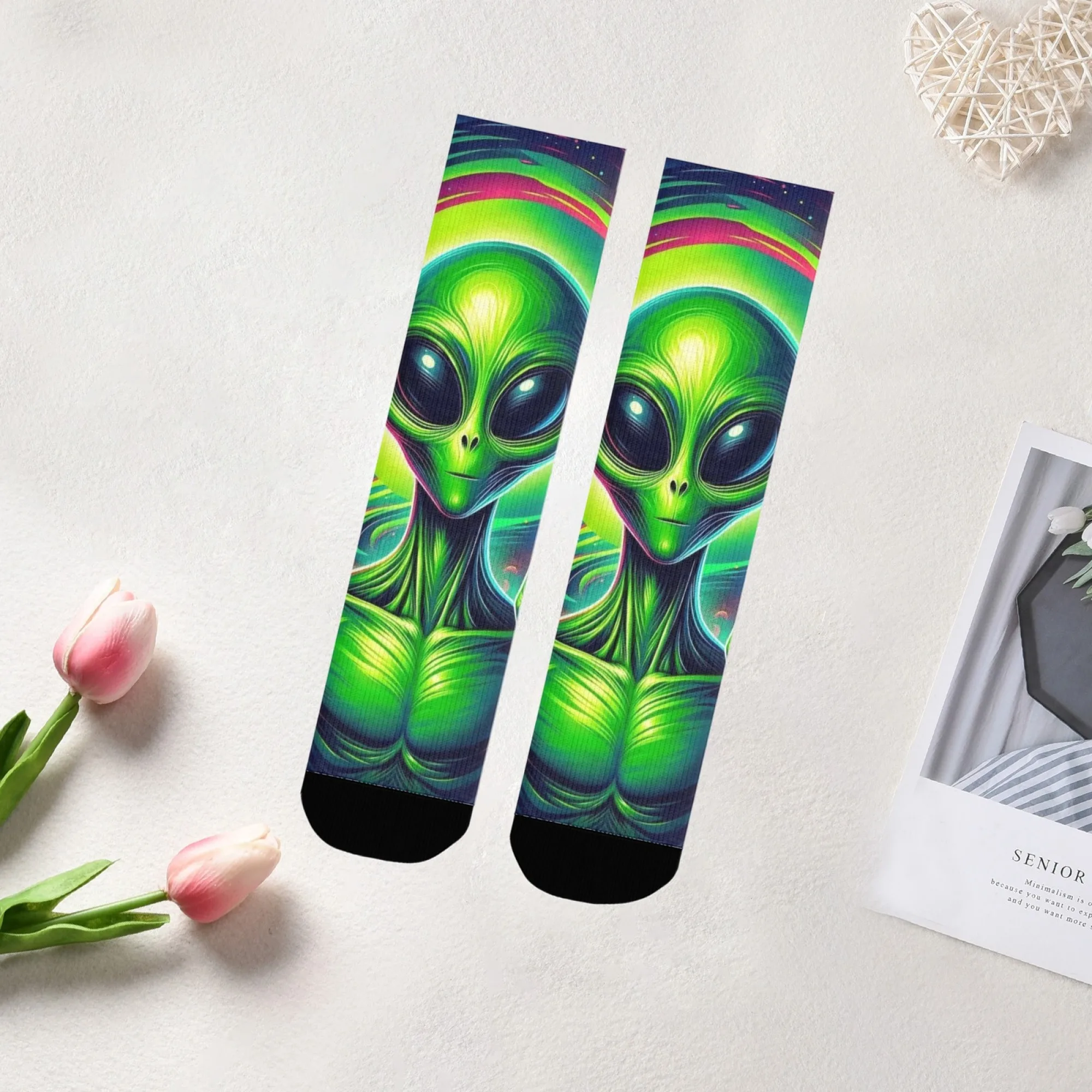 الرجعية الخيال العلمي نمط الرجال طاقم الجوارب غريبة الغريبة نمط طباعة الجوارب المريحة الدافئة لملابس الشارع عادية والمظهر اليومي #1