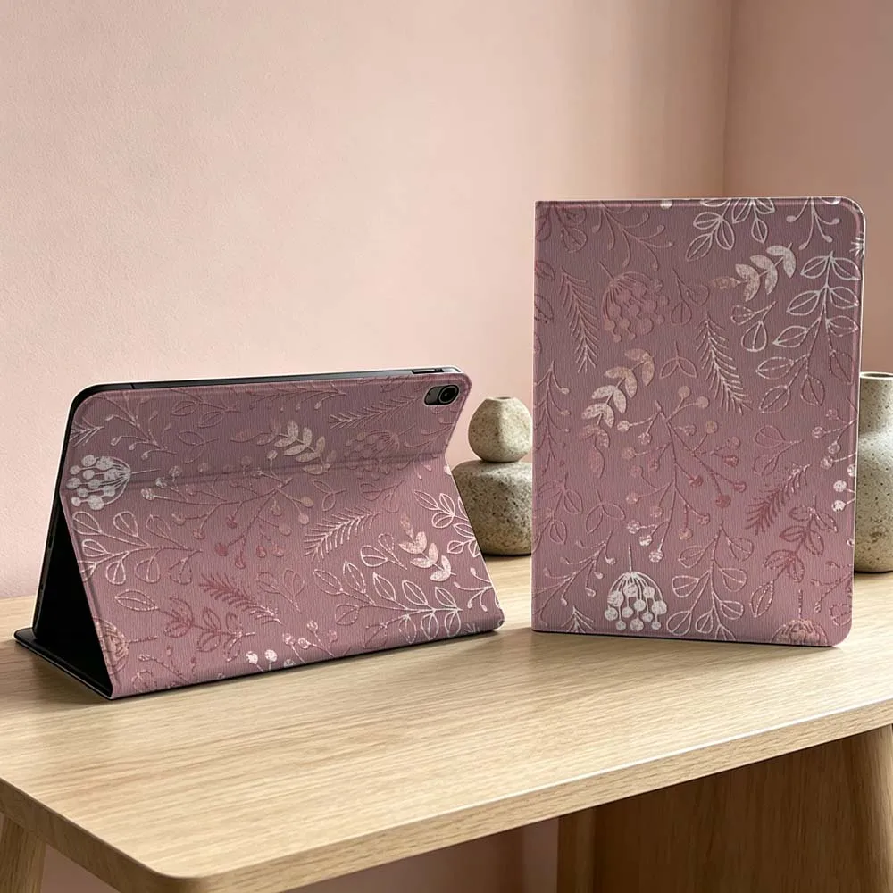 Art Pink Leaf Pattern Soft For iPad Pro Air mini 7 6 5 4 3 2 1 9gen M5 M4 11th 10th A17 Pro A16 Inch Tablet Case