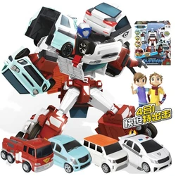 Brother 4 in 1Fit Deformation Robot Korea Cartoon Anime Tobot Car Transformation Robot Action Figure Auto Kids Toys Gift