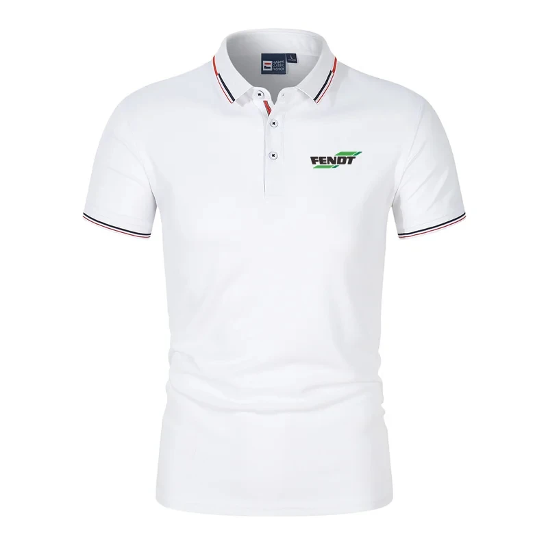 Camisa polo casual de manga curta masculina, roupa de rua elegante, trator Fendt, 4XL