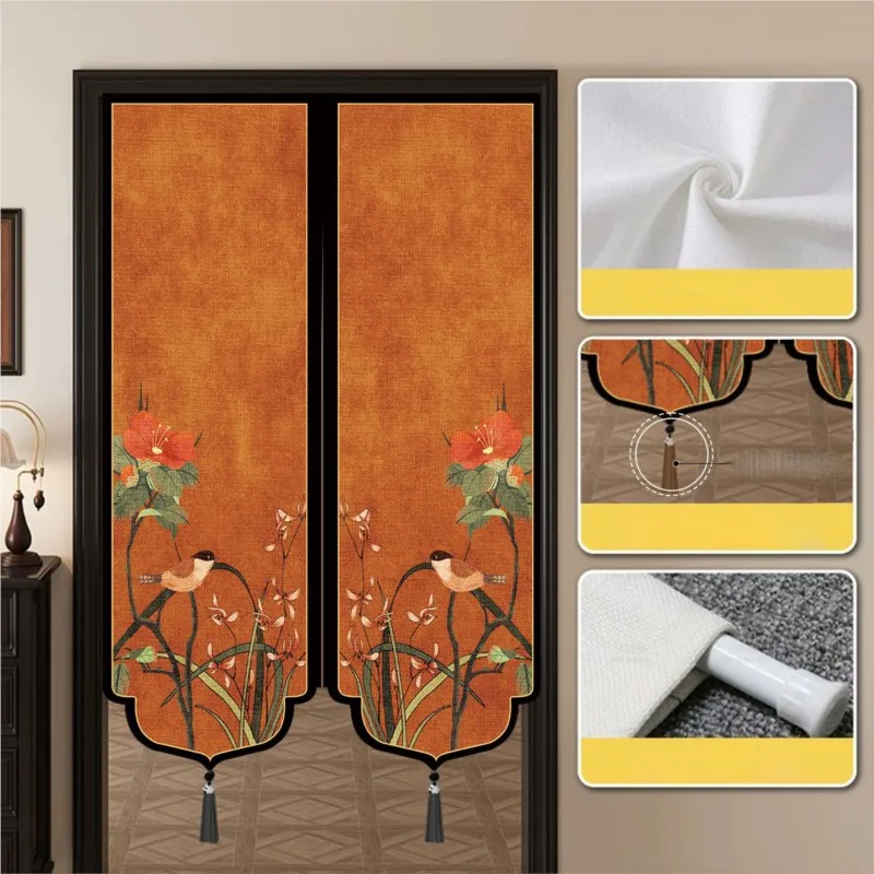 Chinese Style Special-shaped Door Decor Curtain Kitchen Bedroom Household Entrance Door No-drill Blocking Cloth Curtain ZG225