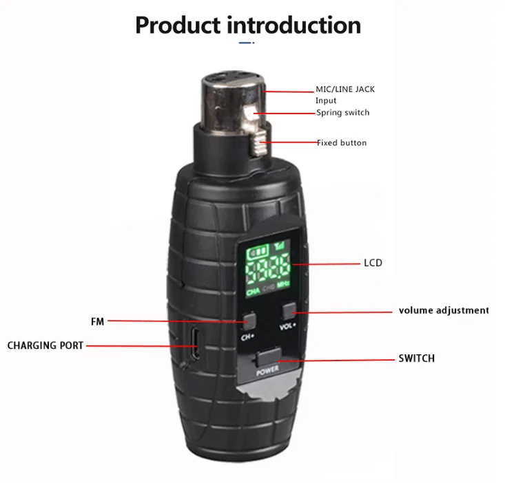 GPUB U-95 XLR Wireless Transmission Transmitter System Handheld Condenser Microphone Wired To Wireless Adapter Microphone