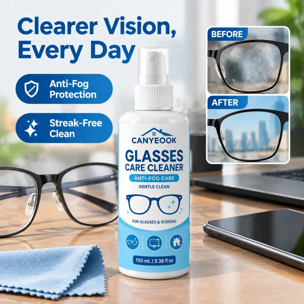 CANYEOOK Eyeglass Cleaning Spray 100ml Anti-Fog Lens Cleaner for Glasses Screens with Microfiber Cloth
