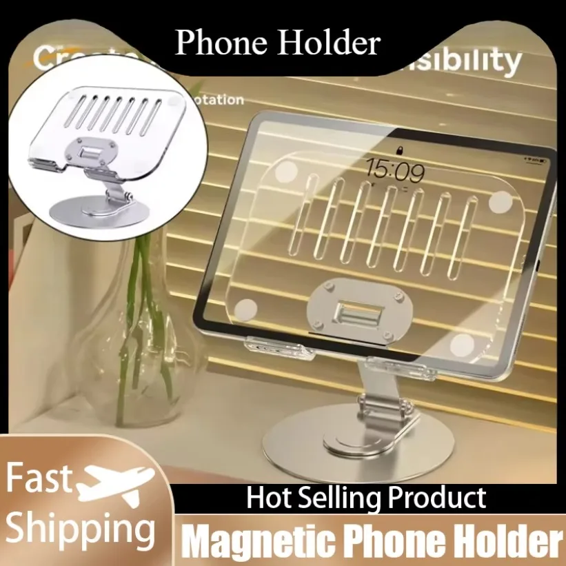 

360° Rotation Adjustable Folding Anti-slip Phone Holder Aluminum Alloy Acrylic Desktop Tablet Stand For 4.7-12'' Phones Tablets