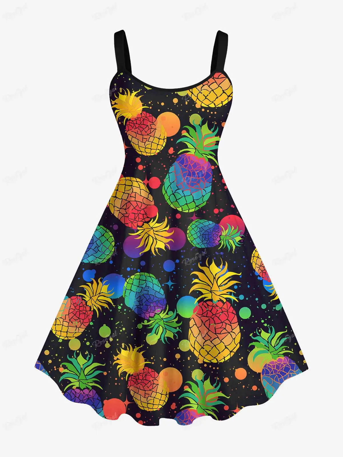 New Plus Size Tank Dress Vestidos  Verano Moda 2024 Summer For Women Roupas Feminina Pineapple Paint Splatter Printed Hawaii