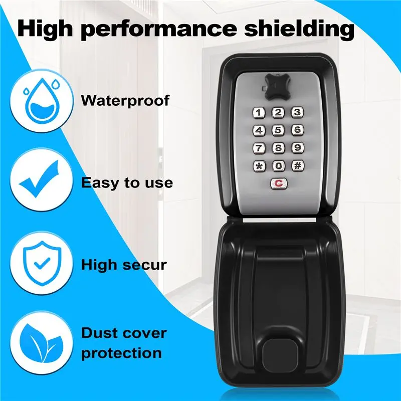 AEE3-Key Box Wall Mounted Large Key Box Secure Waterproof Outdoor Key Box With 12 Code Rustproof Weatherproof Heavy Duty Key