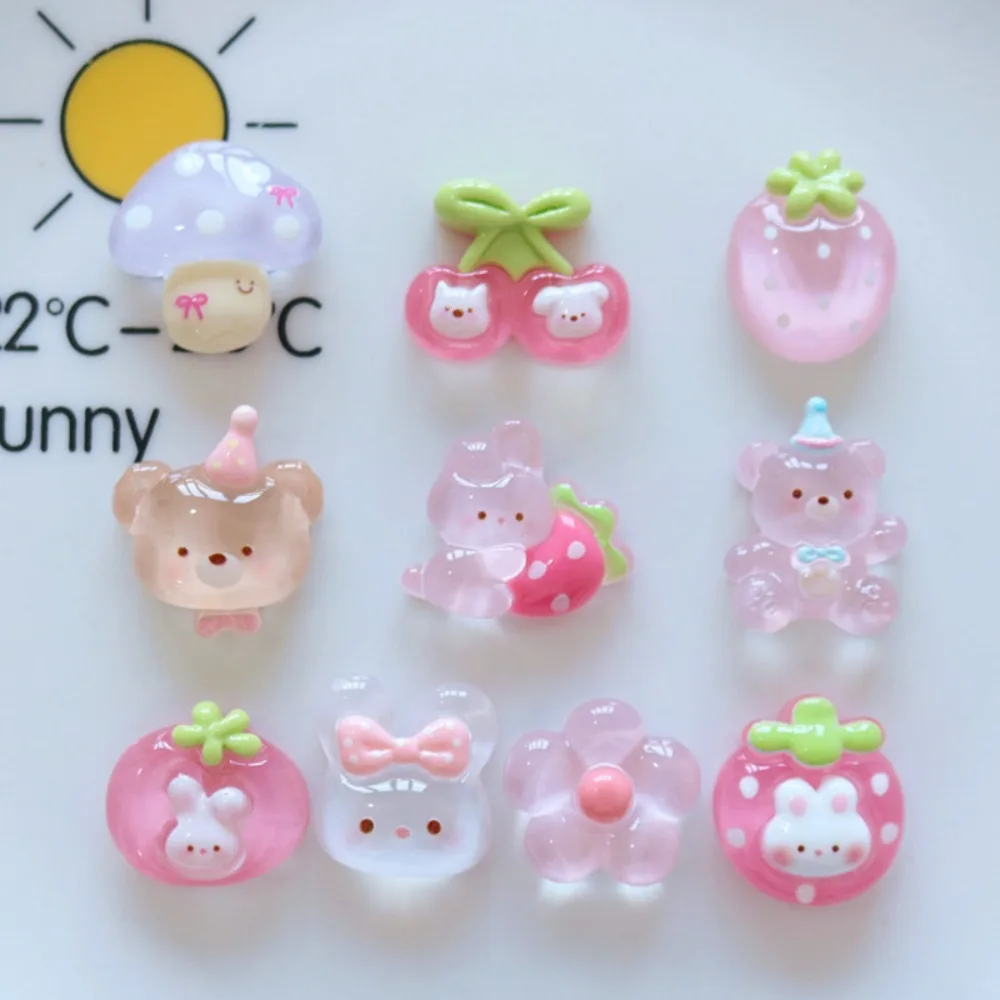 10pcs Mini Kawaii Cute Rabbit Lucky Bow Flat Back Cabochons Scrapbook Diy  Party Hairpin Accessories Home Decoration Craft