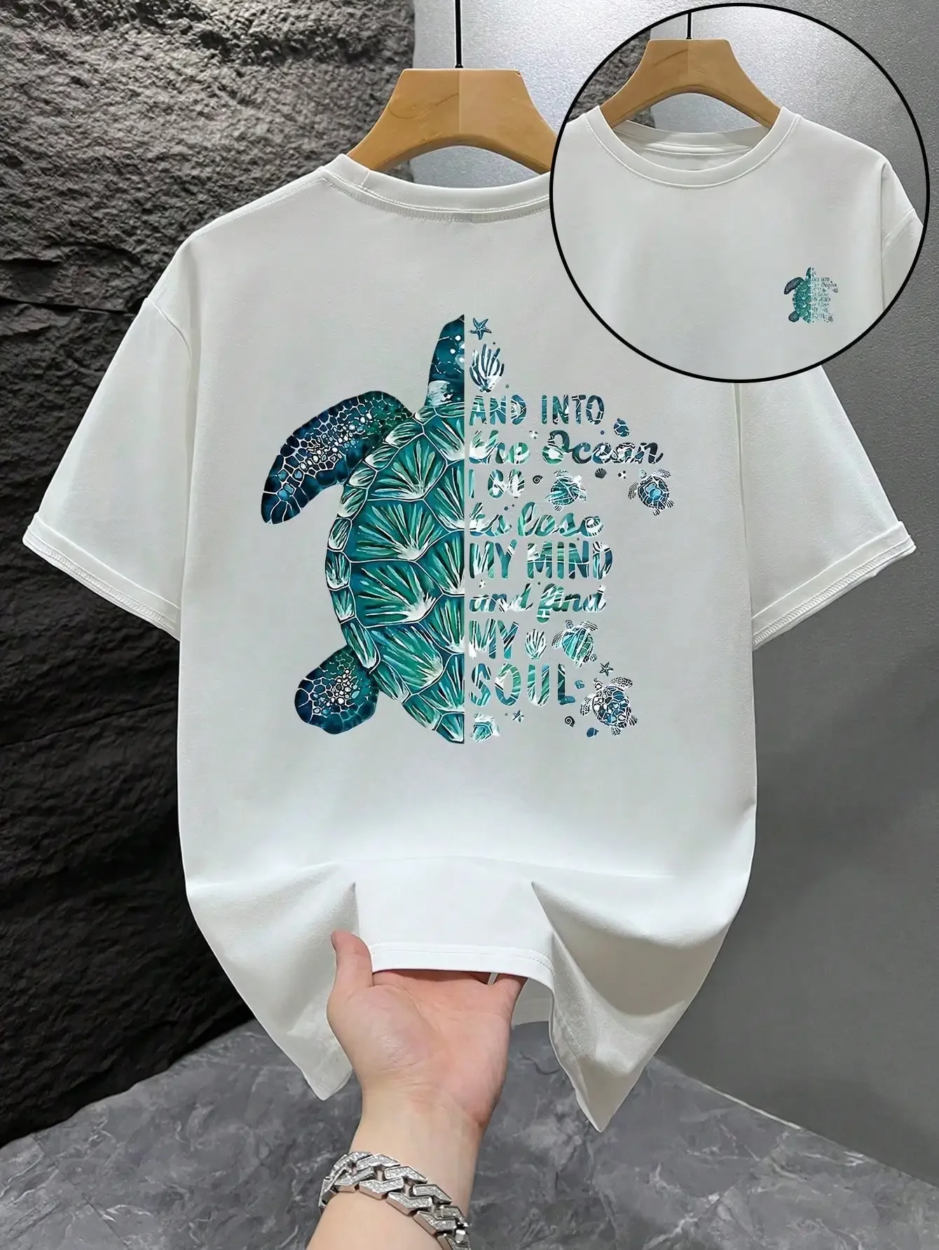 

1pc Plus Size Men's Printed T-Shirt, Summer Beach Outfit, Loose Short Sleeve Tee, Suitable For Dates, Beach Trips, Western