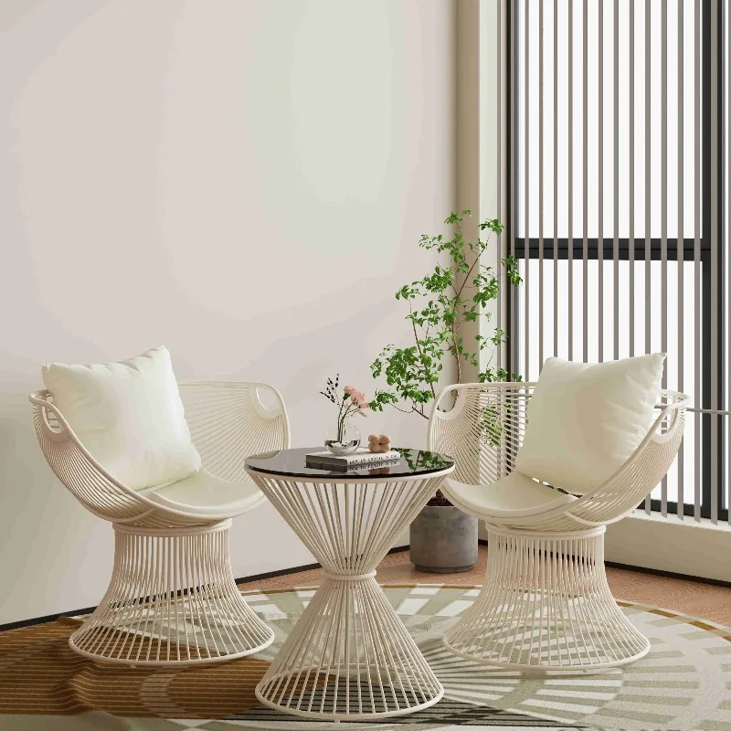 

Nordic online celebrity cream wind leisure tables and chairs coffee table sofa chair luxury small round tables