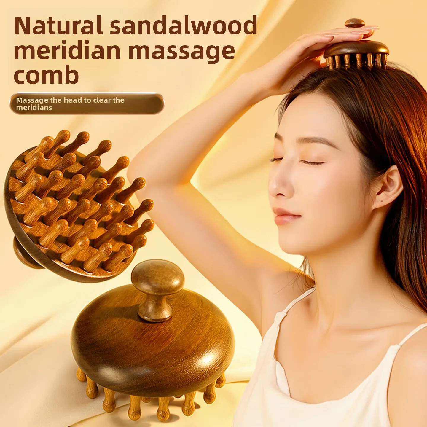 Sandalwood Scalp Massage Comb Gift Box Meridian Head Massage Hair Care Wide Tooth Grooming Tool for Daily Home Use 두피 마사지 빗