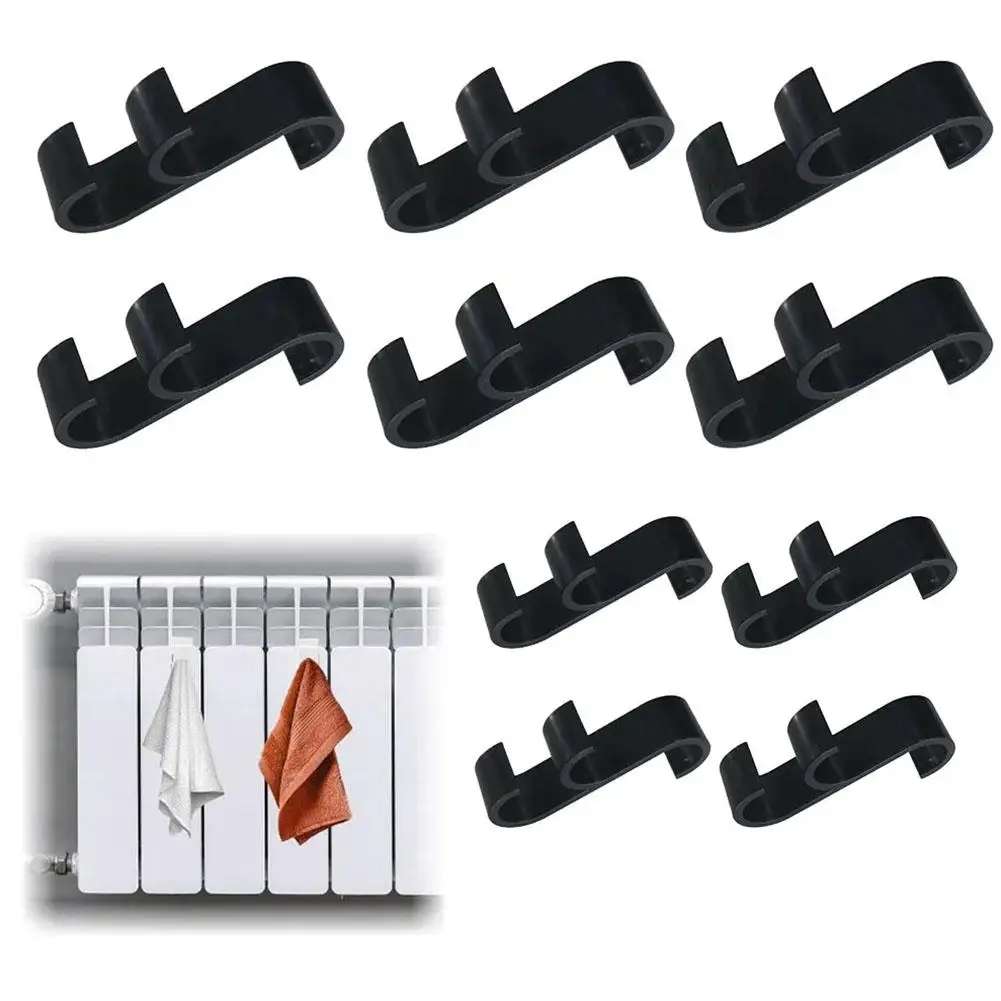 Bathroom Shower Towel Holder Hanger Heated Radiator Rail Hooks Clips Storage Racks Clothes Scarf Hanger Hooks
