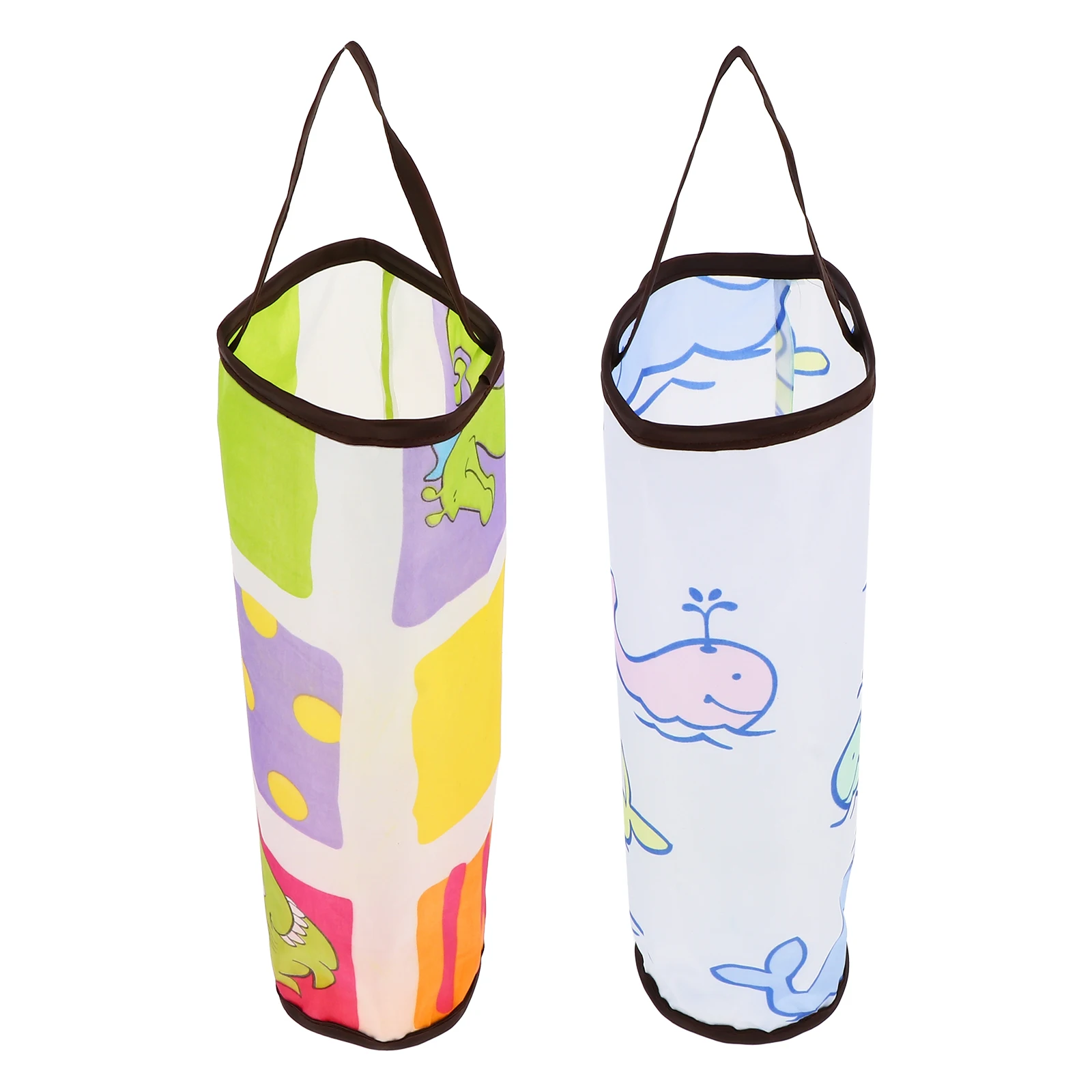 2 pcs Bucket Shape Lightweight Storage Containers Hanging Bags Cartoon Design Wall-Mounted Organizer For Kitchen