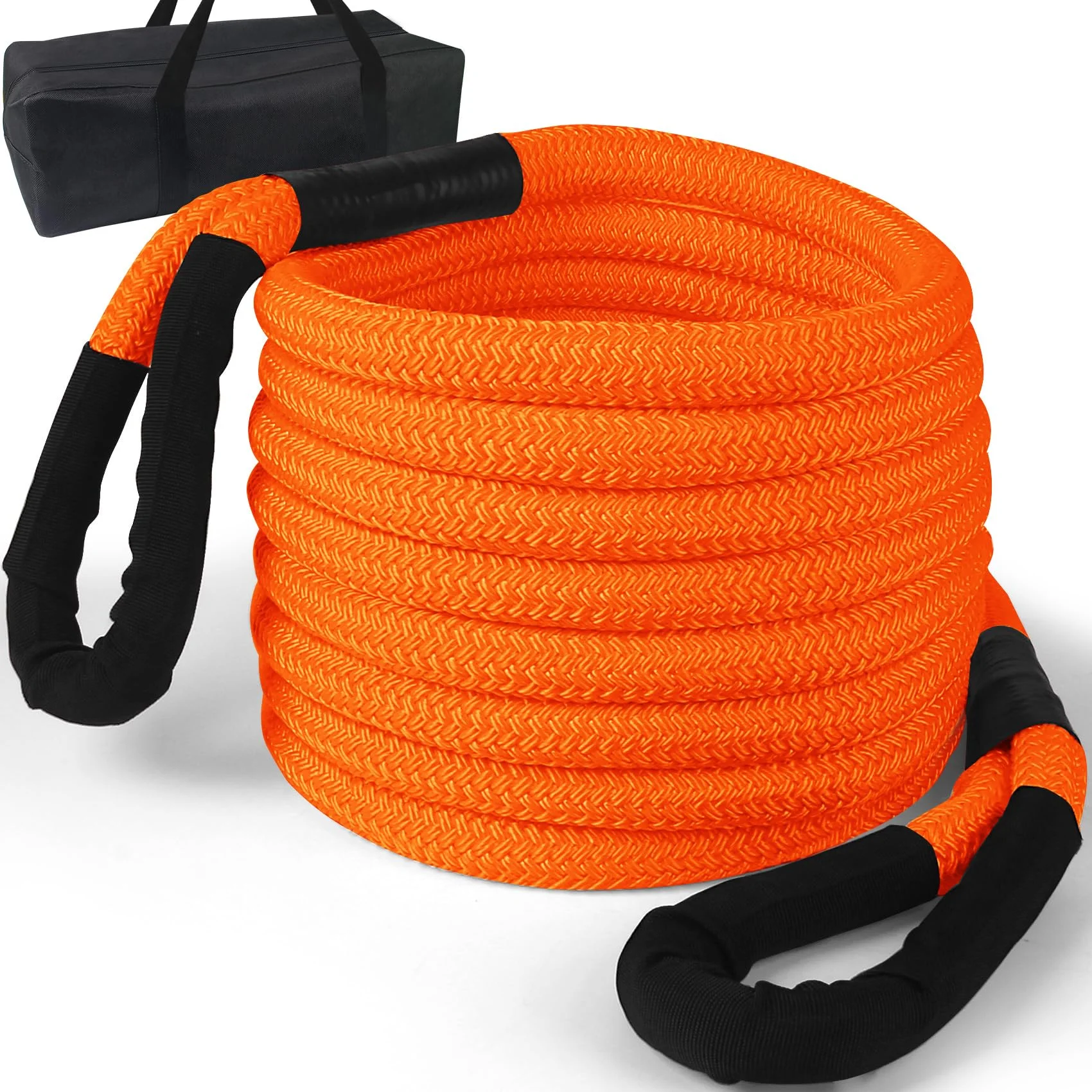 Nylon 66 Kinetic Recovery Tow Rope 9m X 25mm Orange Carry Bag Soft Shackle Emergency Tool Kit 1 Year Warranty for Car Recovery