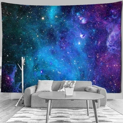 Lahasbja Galaxy Tapestry Blue Starry Sky Tapestry Universe Space Tapestries Wall Hanging Psychedelic Mysterious Stars For Dorm