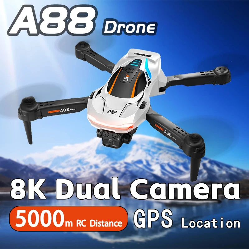 A88 zdalnie sterowany dron podwójny aparat 8K wysokiej rozdzielczości profesjonalna fotografia lotnicza 5G Gps unikanie przeszkód Quadcopter