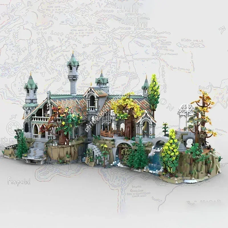 Rivendell Extension House And Mountain Base Architecture Moc Building Blocks Model Assembly Toys Festival Christmas Gifts