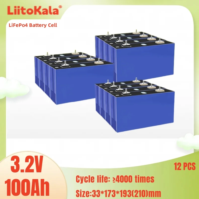 

12pcs LiitoKala 3.2V 100Ah LiFePO4 Lithium iron phospha battery DIY 4s 12V 24V 48V Motorcycle Electric Car motor batteries