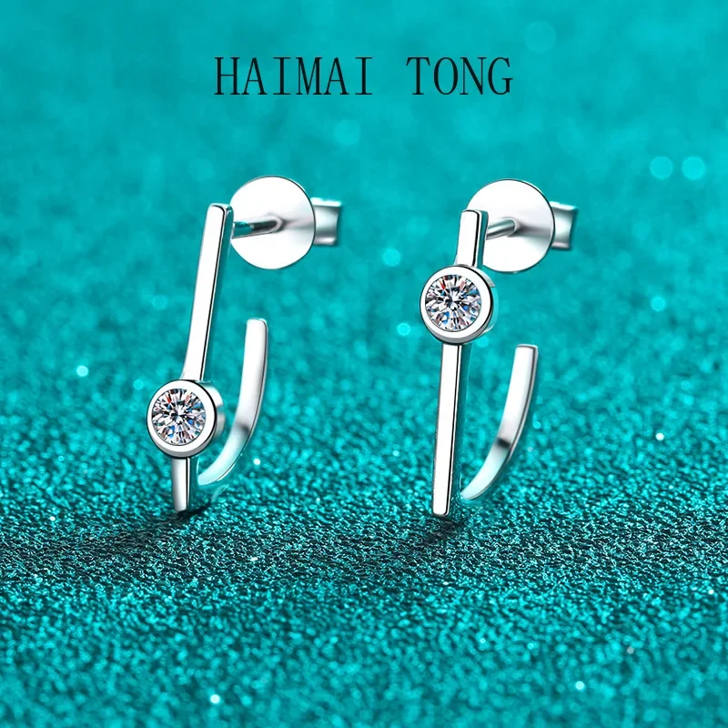 

HAIMAITONG новые платиновые женские серьги Deyi PT950, простые, крутые серьги с усовершенствованным ощущением, муассанитовые серьги