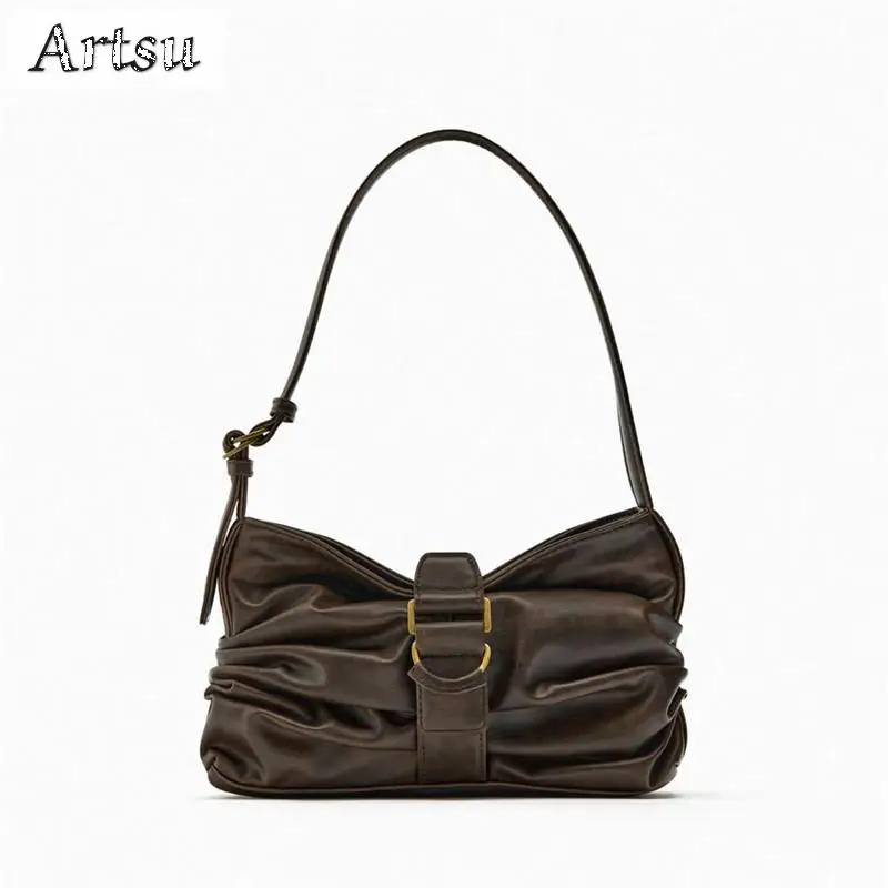 

New Shoulder Bags Small Square Bag Women's Bag Advanced Retro Brown Buckle Buckle Axillary Bag Fashion Versatile Crossbody Bags