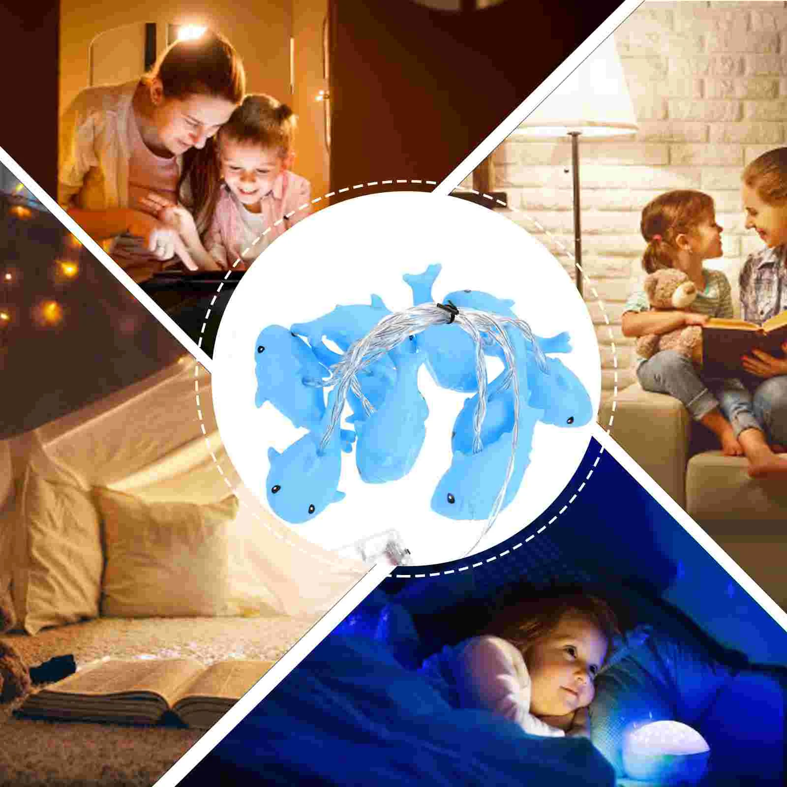 

Shark Curtain Lights Strung Indoor Festival Decoration Sky-blue Plastic Pendant