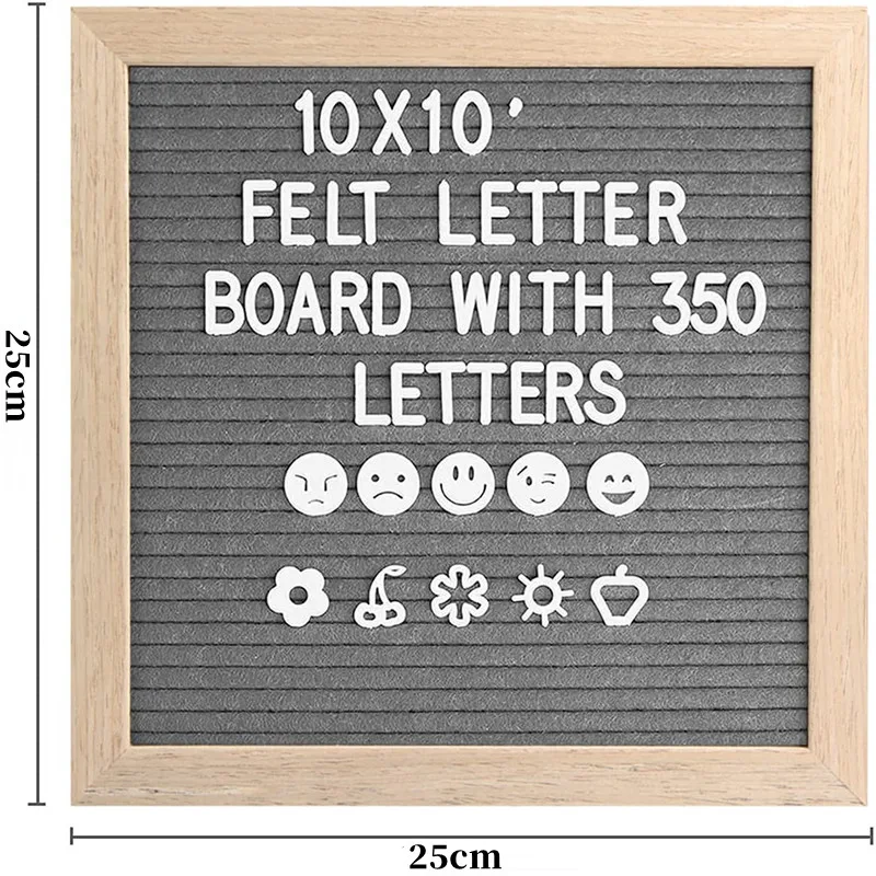 10x10 Inch Wood Message Board Cork Board Wall Decor Felt Letterboard Oak 460 Letters Drawstring Bag Felt Letter Board Home Decor