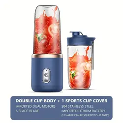 1pc Blue/Pink Portable Small Electric Juicer Stainless Steel Blade Cup Juicer Fruit Automatic Smoothie Blender Kitchen Tool