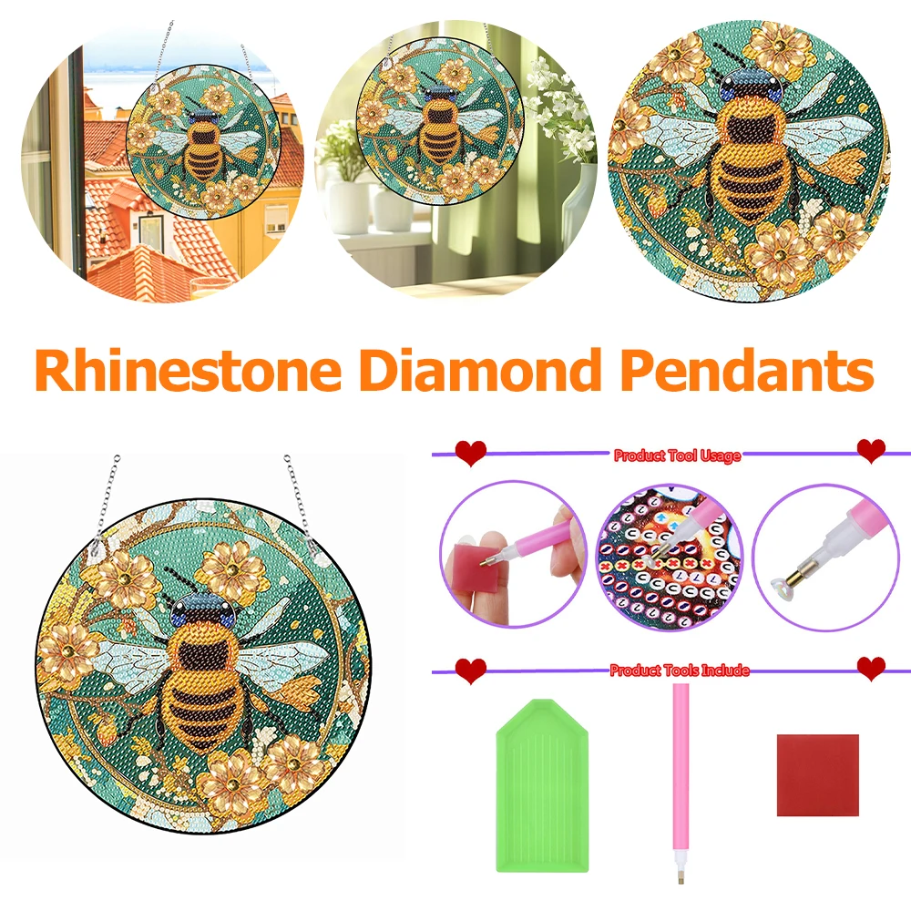 Acryl enkelzijdige diamant kunst hangende hanger roos DIY diamant schilderij stippen hanger Lupine bloemen saffloer voor kantoor decor