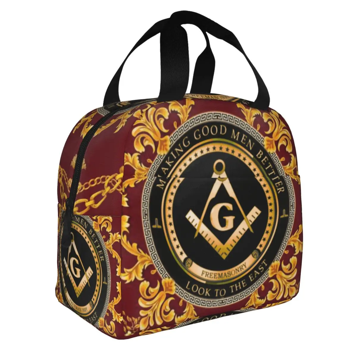 Freemasonry Freemason Masonic Symbol Insulated Lunch Bag for Women Waterproof Cooler Thermal Lunch Tote office Work School